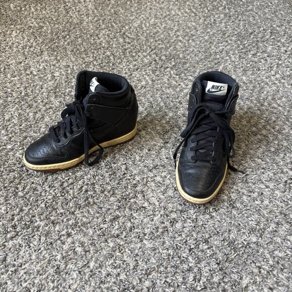NNIKE 2014 DUNK SKY HI BLACK LEATHER SNAKE GS HIDDEN WEDGE Y2K Sneakers 6.5 - Picture 5 of 14